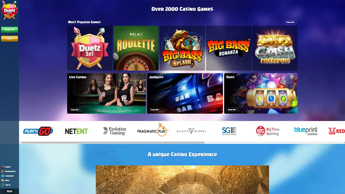 duelz.com casino review providers screenshot